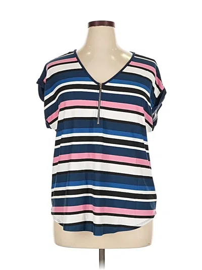 Pre-owned Papermoon Short Sleeve Top Blue V Neck Tops