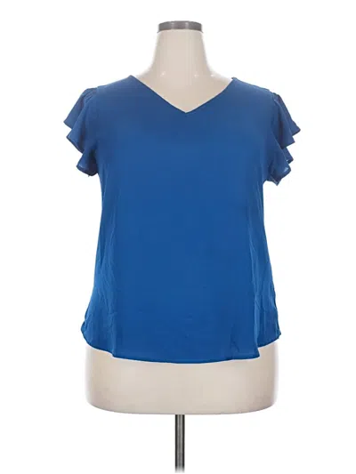Pre-owned Papermoon Short Sleeve Top Blue V-neck Tops