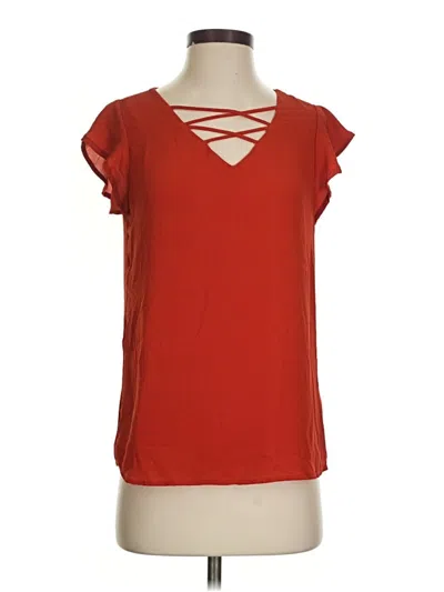 Pre-owned Papermoon Short Sleeve Top Red Cold Shoulder Neckline Tops