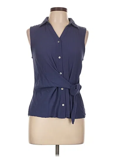 Pre-owned Papermoon Sleeveless Button Down Shirt In Blue
