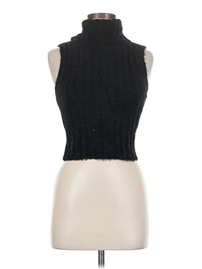 Pre-owned Papermoon Sleeveless Top Black Turtleneck Tops