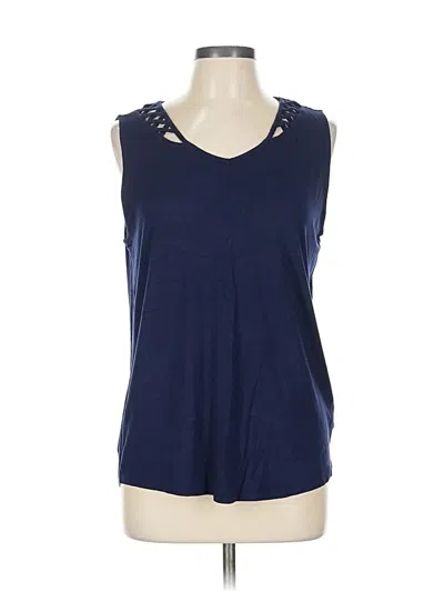 Pre-owned Papermoon Sleeveless Top Blue Keyhole Neckline Tops