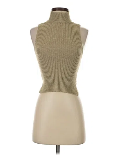 Pre-owned Papermoon Sleeveless Top Tan Turtleneck Tops