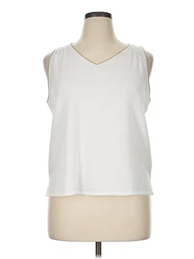 Pre-owned Papermoon Sleeveless Top White V-neck Tops
