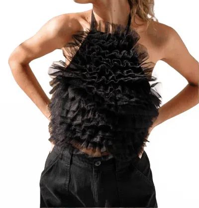 Papermoon Sloane Tulle Knit Top In Black