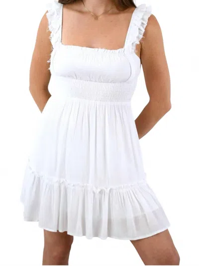 Papermoon Sweet On You Sleeveless Ruffle Shoulder Dress In White