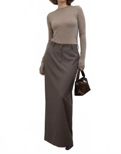 Papermoon Tailored Maxi Skirt In Brown