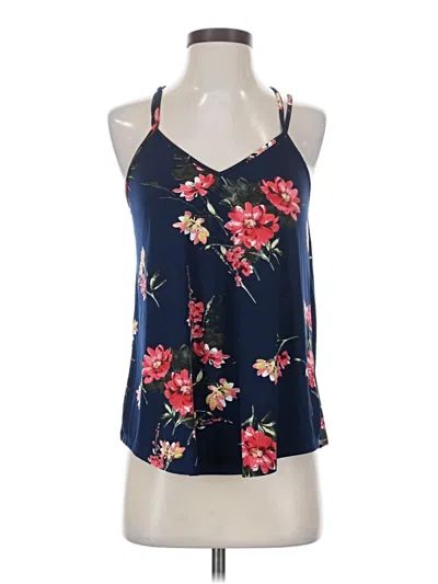 Pre-owned Papermoon Tank Top Blue Floral Pattern Halter Neckline Tops