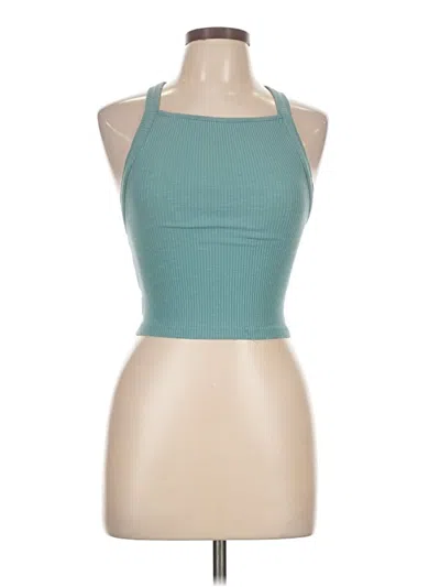 Pre-owned Papermoon Tank Top Teal Halter Neckline Tops In Blue