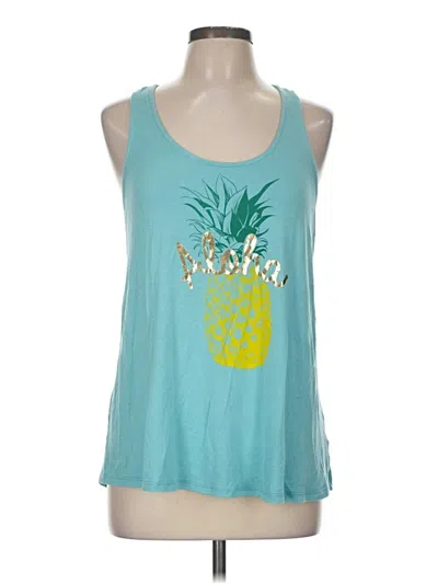Pre-owned Papermoon Tank Top Teal Halter Neckline Tops In Blue