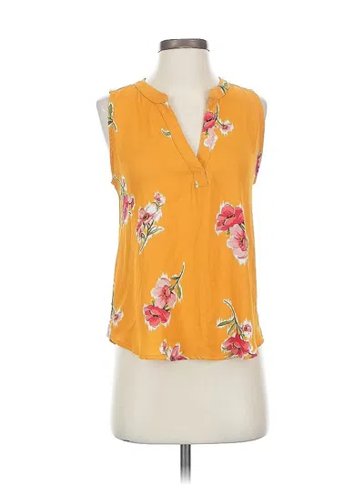 Pre-owned Papermoon Tank Top Yellow Plunge Neckline Tops