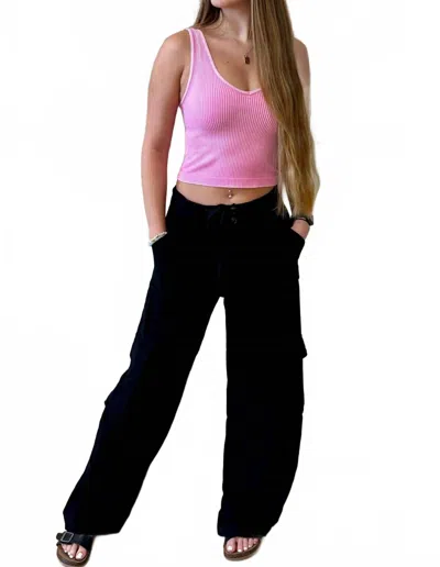 Papermoon Tatum Cargo Pants In Black In Pink