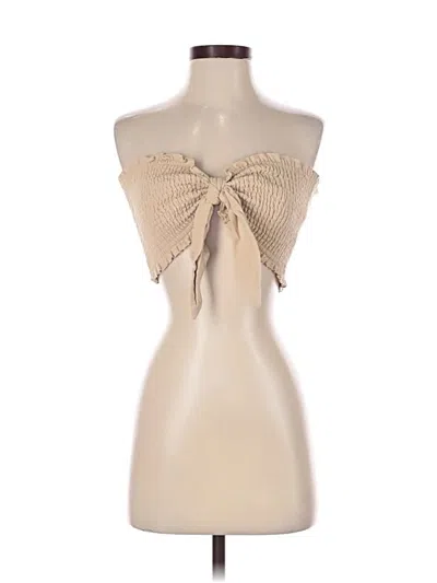 Pre-owned Papermoon Tube Top Tan Strapless Neckline Tops