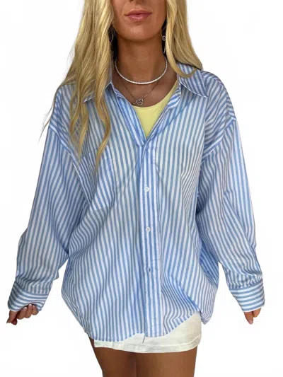 Papermoon Women's Ryan Stripe Button Down In Blue