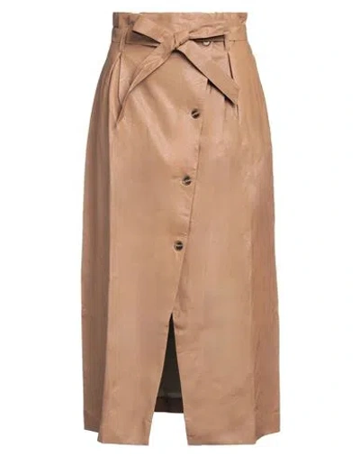 Paperwardrobe Woman Midi Skirt Camel Size 4 Polyurethane, Viscose In Beige