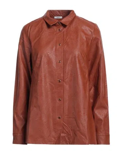Paperwardrobe Woman Shirt Brick Size M Polyurethane, Polyester In Red