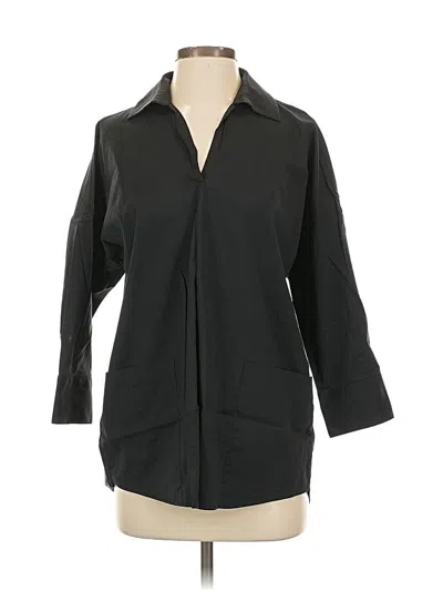 Pre-owned Paperwhite 3/4 Sleeve Button Down Shirt In Black