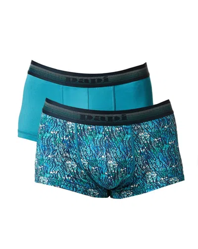 Papi 2-pack Brazilian Trunk Underwear In Crystal Teal/blue Moon In Multi