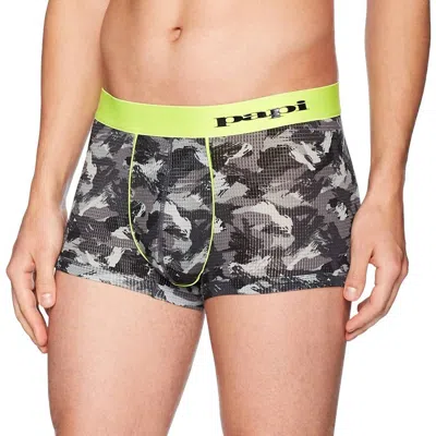 Papi Catalyst Camo Brazilian Trunk In Gray/acid Lime In Multi