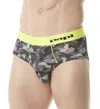 Papi Catalyst Camo Brief In Gray/acid Lime In Black