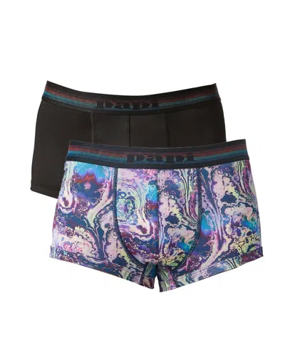Papi Men's 2-pack Brazilian Trunk Underwear In Pageant Blue/black In Multi