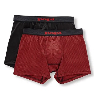 Papi Men's 2-pack Cool Brazilian Boxer Briefs In Black/red