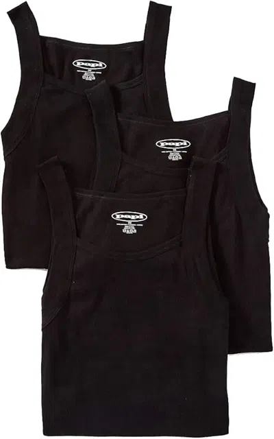 Papi Men's 3-pack Essentials Square Neck Tank Top In Black