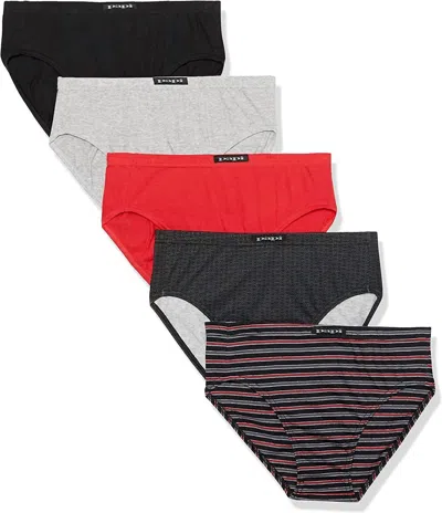 Papi Men's 5-pack Cotton Low Rise Brief In Grey/red In Multi