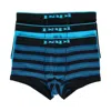 Papi Men's Brazilian Cut Stripe And Solid Underwear Trunks (3 Pack) In Blue