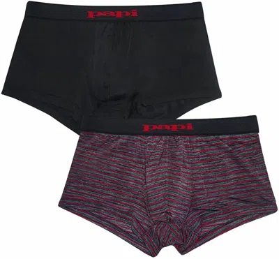Papi Men's Cool Brazilian Trunks - 2 Pack In Black/red In Multi