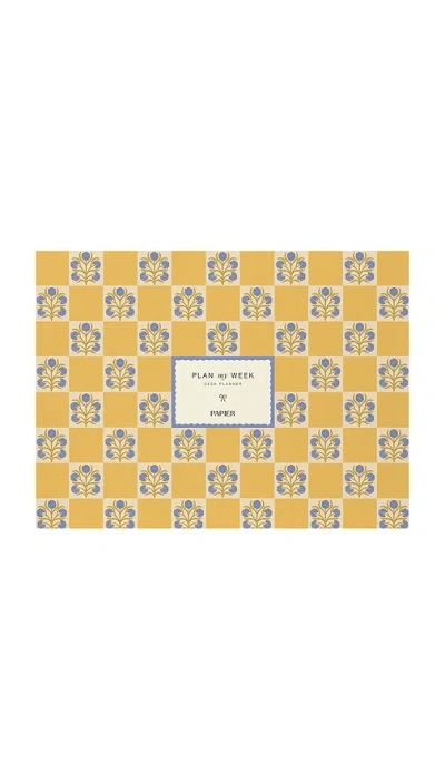 Papier Floral Checkerboard Undated Weekly Desk Planner In Brown