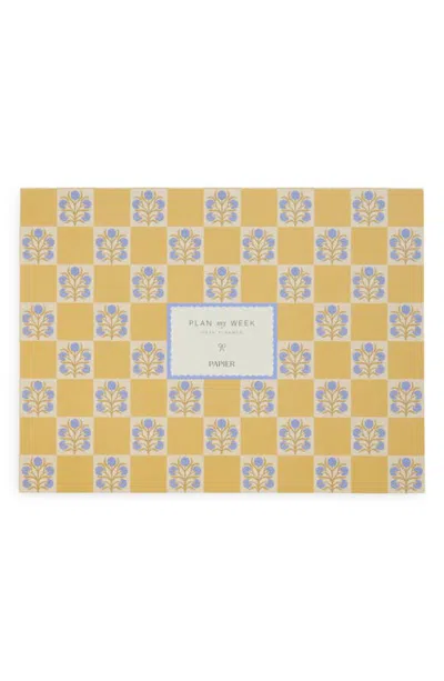 Papier Floral Checkerboard Weekly Desk Planner In Yellow