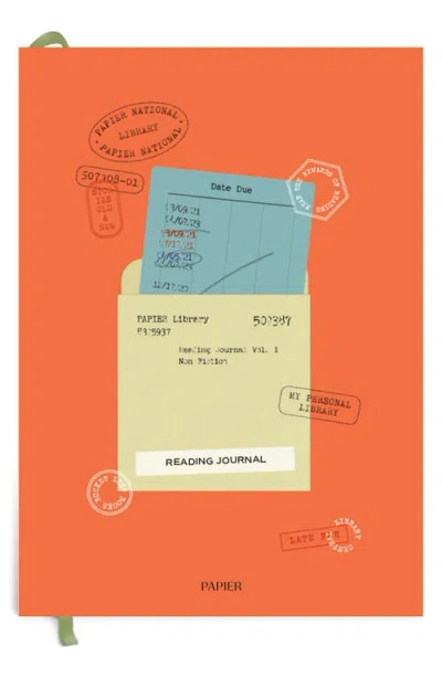 Papier Library Card Reading Journal In Orange