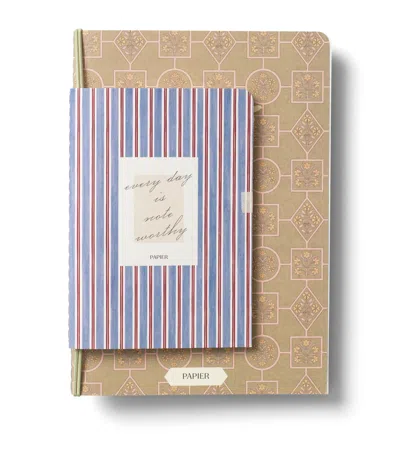 Papier Notes & Stripes Notebook In Brown