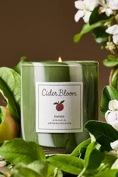 Papier X Anthropologie Fruity Cider Bloom Glass Candle In Green