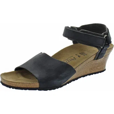 Papillio By Birkenstock Eve Womens Leather Open Toe Wedge Sandals In Black