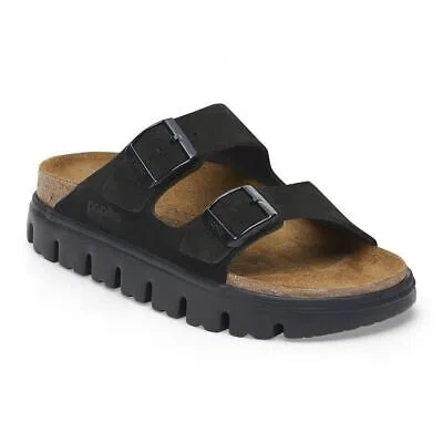 Pre-owned Papillio By Birkenstock Women's Arizona Chunky Black Suede (narrow Width) - 1028