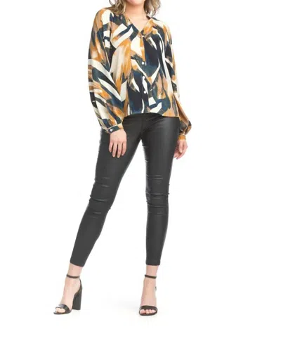 Papillon Abstract Button Front Blouse In Abstract Multi