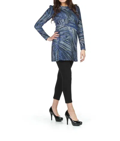 Papillon Abstract Print Long Sleeve Sweater Dress In Blue