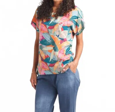 Papillon Abstract Short Sleeve Top In Blue In Multi