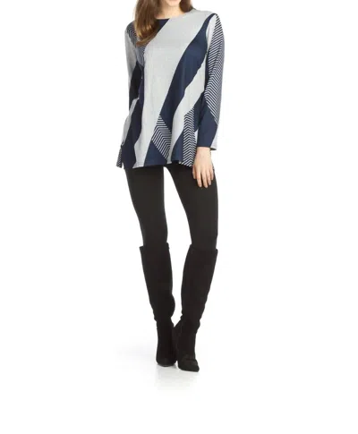 Papillon Asymmetrical Striped Knit Sweater In Grey In Multi