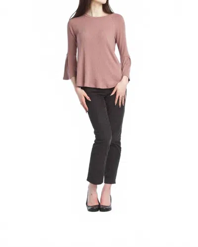 Papillon Bell Sleeves Ribbed A-line Sweater In Mauve In Multi