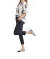 Papillon Boho Printed Henley Top In White In White