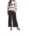 Papillon Boho Printed Top In White In Black
