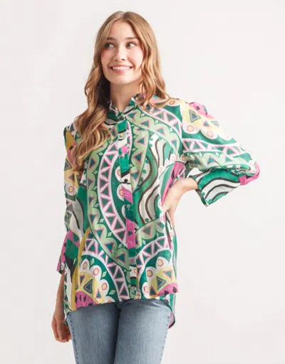 Papillon Bold Geo Print Shirt In Green