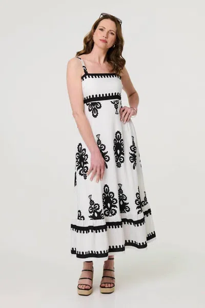 Papillon Border Maxi Dress In Black/white In Multi