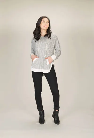 Papillon Brushed Jersey Polka Dot Hoody Sweater In Grey In Gray