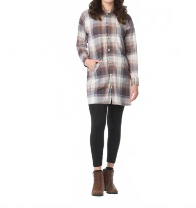Papillon Brushed Plaid Button Up Sweater Dress In Cream In Multi