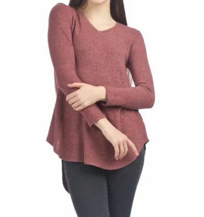 Papillon Brushed Tiger Jersey V Neck High Low Tunic In Brick Red In Pink