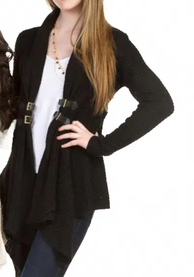 Papillon Buckle Detail Waterfall Cardigan In Black